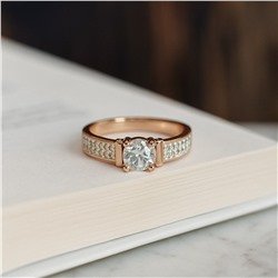 Кольцо 19 р ювелирная бижутерия коллекция "Дубай" покрытие позолота, вставка: цирконы и фианиты, цвет: прозрачный, арт.007.223-19