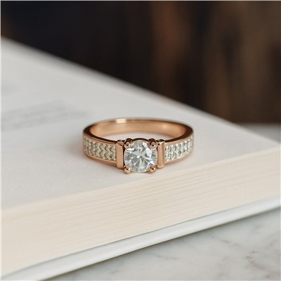 Кольцо 19 р ювелирная бижутерия коллекция "Дубай" покрытие позолота, вставка: цирконы и фианиты, цвет: прозрачный, арт.007.223-19