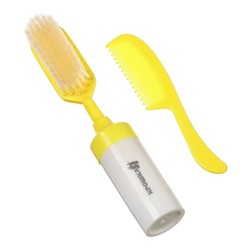 Расчёска детская, щётка для волос в наборе с погремушкой Крошка Я «Малыш», 2 шт., желтый, МИКС