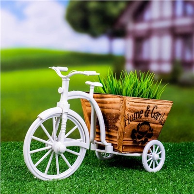 Декоративное кашпо для цветов «Велосипед Home & Garden», 26×12×18 см, дерево, пластик, белое