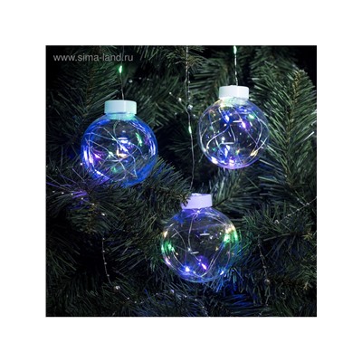 Гирлянда «Бахрома» 2.5×0.7 м роса с насадками «Шарики», IP20, серебристая нить, 150 LED, свечение мульти, 12 В