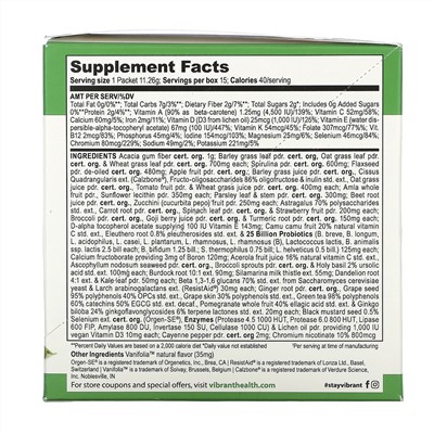 Vibrant Health, Green Vibrance +25 Billion Probiotics, Version 19.0, 15 Packets, 5.96 oz (168.9 g)