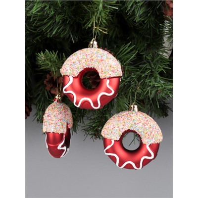 Новогоднее украшение Пончик 3 штуки 8 см / WF-203 /уп 182/