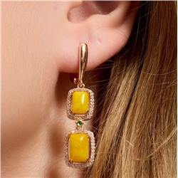 Серьги длинные ювелирная бижутерия коллекция "Дубай", покрытие позолота, вставка: пластик и цирконы, цвет: желтый и прозрачный, арт.313.392