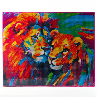Алмазная мозаика с полным заполнением на холсте с подрамником «Львы», 40×50 см