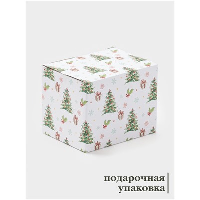 Кружка Доляна «Уютный новый год. Ёлка», 370 мл, фарфор, белая