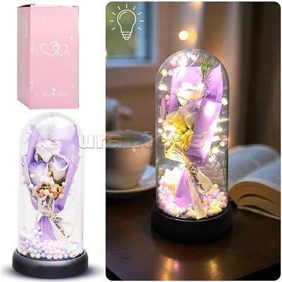 Светильник "Букет роз" в коробке (сиреневый)