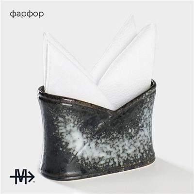 Салфетница Magistro «Ночной дождь», 12×5.7×8.2 см, фарфор, чёрная