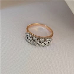 Кольцо 20 р ювелирная бижутерия коллекция "Дубай", покрытие позолота, вставка: фианит, цвет: прозрачный, арт.414.076-20