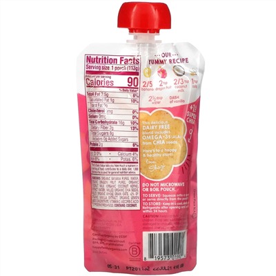Happy Family Organics, Happy Tot, Super Morning,  Organic Bananas, Dragon Fruit, Coconut Milk & Oats + Super Chia, Stage 4, 4 oz (113 g)