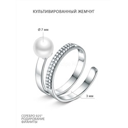 Серьги из серебра с культивированным жемчугом и фианитами родированные 925 пробы С50181р1005