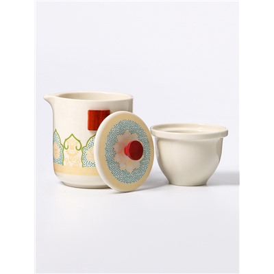 Набор для чайной церемонии ДЖЕКИЧАЙ «Юдзава», 7 предметов, на 4 персоны, чашка 50 мл, чайник 285 мл, керамика, белый