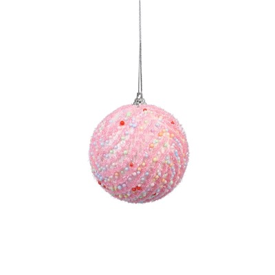 Ёлочный шар новогодний d=8 см «Карнавал» колорит, розовый