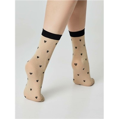 Полиамидные CONTE FANTASY Сияющие носки с объемными рисунками «Hearts»