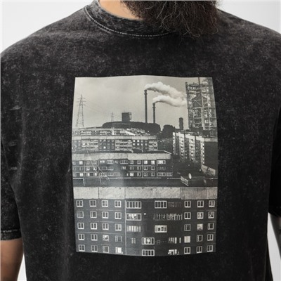 Футболка мужская MIST «Город» из вареного хлопка, черный, р-р M