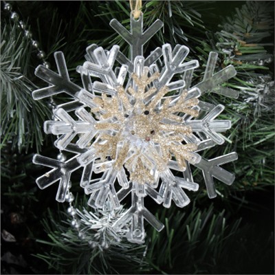 Новогоднее украшение Снежинка 10*5,5*10 см / LF-HHC23060W/S/G /уп 100/350/
