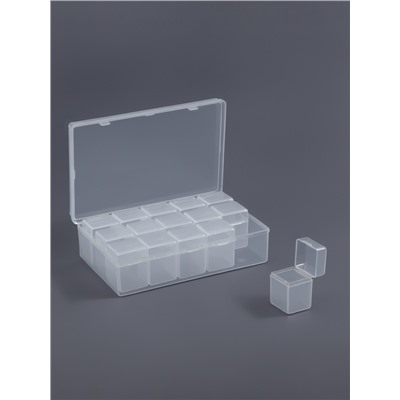 Органайзер для хранения мелочей, 15 баночек, 9 мл, 13.5×8.5×4 см, прозрачный