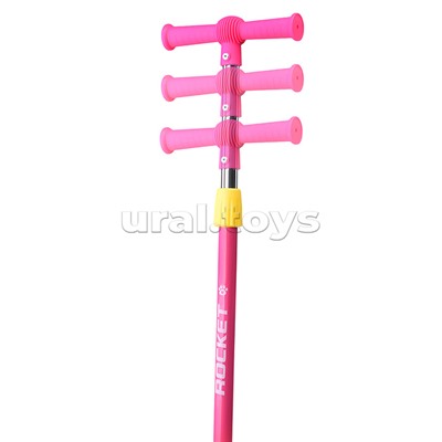 Самокат трёхколёсный ROCKET колёса световые PVC, цвет розово-жёлтый