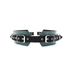 Изумрудный пояс с колечками для крепления наручников Emerald Leather Belt