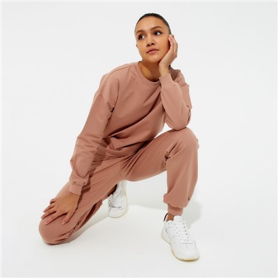 Костюм женский (свитшот, брюки) MINAKU: Casual Collection, размер 46, цвет песочный