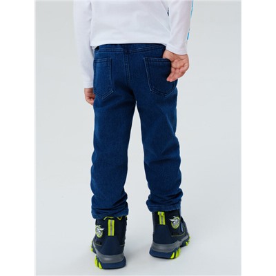 Брюки текстильные джинсовые утепленные флисом для мальчиков