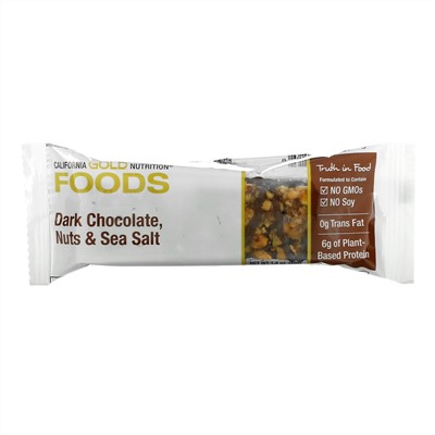 California Gold Nutrition, Foods, батончики с черным шоколадом, орехами и морской солью, 12 шт., 40 г (1,4 унции) каждый