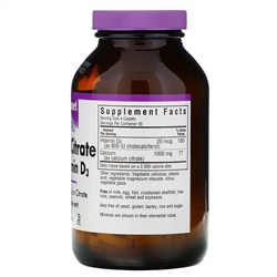 Bluebonnet Nutrition, цитрат кальция и витамин D3, 180 капсул