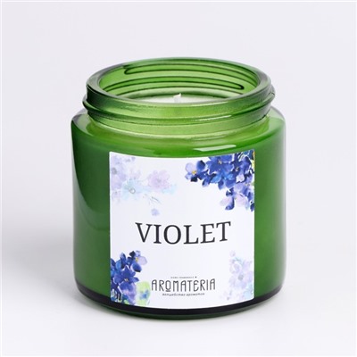 Свеча в банке Spring Flowers. Violet, из соевого воска, 25 ч, 120 мл, фиалка
