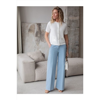 Кардиган c коротким рукавом вязаный из хлопка с акрилом VILATTE, 1229065