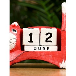 Календарь настольный «Кошка», 13×4×10 см, дерево, красный