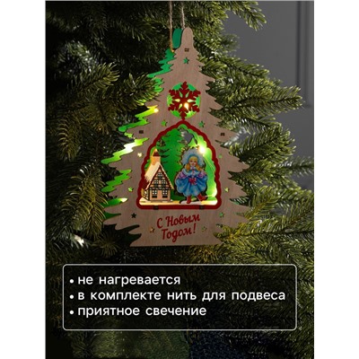 Подвеска световая «Снегурочка», 16×3×22.5 см, 6 LED, от батареек, свечение тёплое белое
