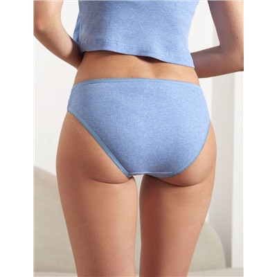 Трусы слипы со средней посадкой из фактурного трикотажа в рубчик