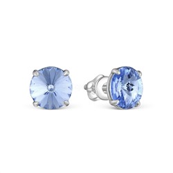 Серьги-пусеты из серебра с кристаллами премиум австрия светло-голубой родированные 925 пробы 0018с-211