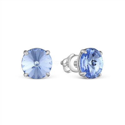 Серьги-пусеты из серебра с кристаллами премиум австрия светло-голубой родированные 925 пробы 0018с-211