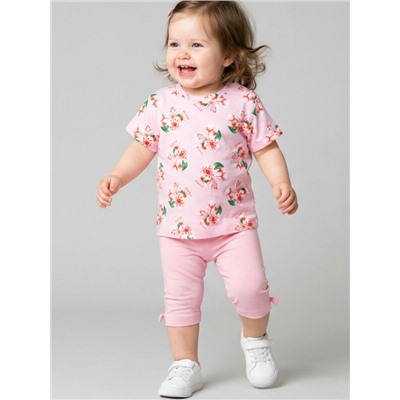 Комплект детский трикотажный для девочек: джемпер (футболка), брюки (легинсы укороченные)