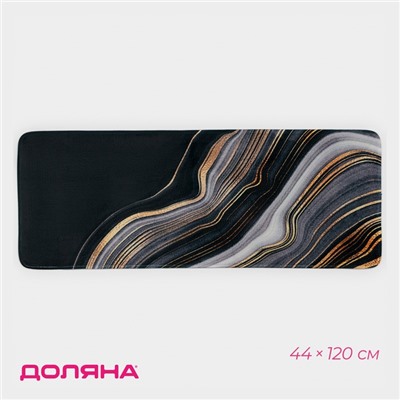 Коврик для ванной и туалета Доляна «Камень», 44×120 см, чёрный