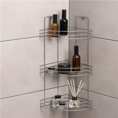 Полка угловая 3-х ярусная, 20×20×54 см, хром