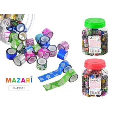 Набор клейкой ленты с блестками 120 шт 1,2 см х 1 м, микс цветов M-4301Т Mazari