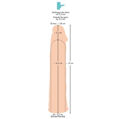 Телесная насадка-удлинитель Silicone Extension - 19 см.