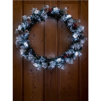 Хвойная гирлянда фиброоптическая «Заснеженная» 200 см, 8 режимов