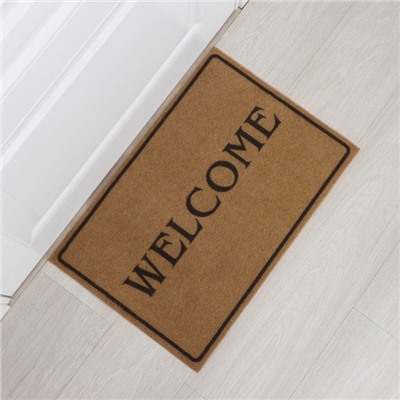 Коврик придверный Доляна Welcome, без окантовки, 40×60 см, бежевый