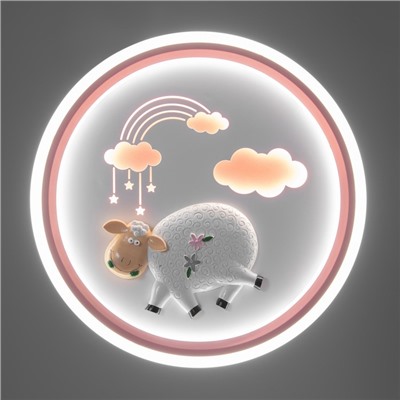 Светильник «Овечка» LED 48 Вт 3000-6000К розовый 50×50×6 см BayerLux
