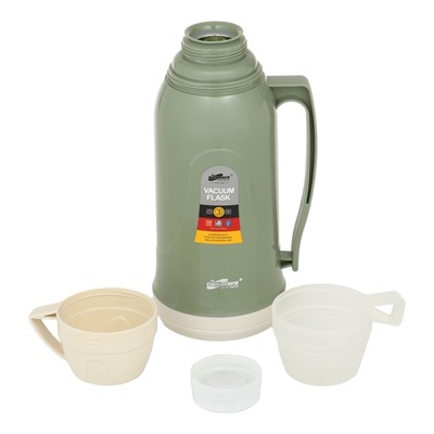 Термос 1.7 л, 14×34 см, со стеклянной колбой, сохраняет тепло 14 ч, зеленый