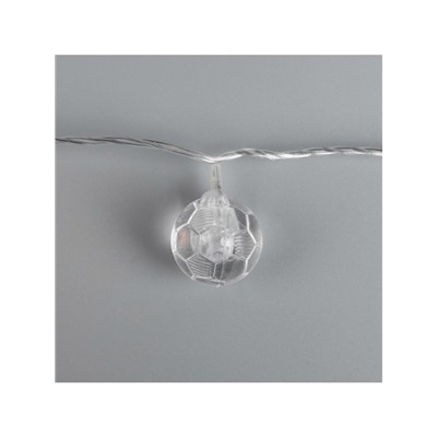 Гирлянда «Нить» 5 м с насадками «Футбольный мяч», IP20, прозрачная нить, 20 LED, свечение белое, 8 режимов, 220 В