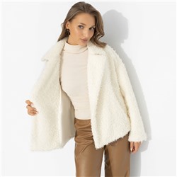 Полупальто из мягкого экомеха, Слишком заметна (белый шоколад, oversize, 42-48, нью)