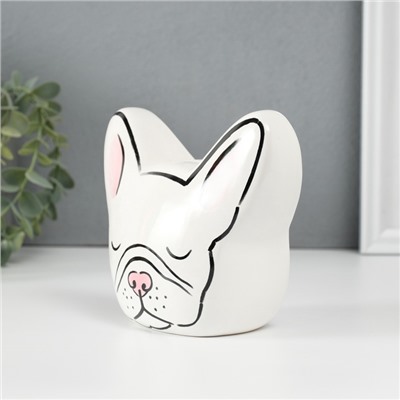 Копилка для денег «Белый бульдог», керамика, 8×14.5×12.1 см
