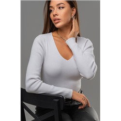 Женский джемпер в рубчик с V-вырезом Happyfox