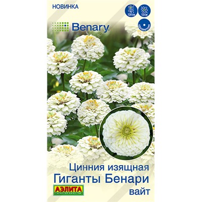 Цинния Гиганты Бенари Вайт  (Код: 93611)