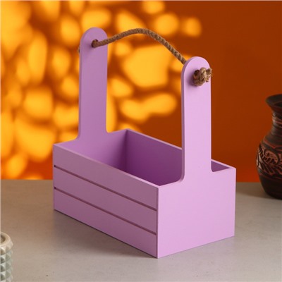 Подарочный ящик «Аром», деревянный, ручка - канат, сиреневый, набор 3 шт.