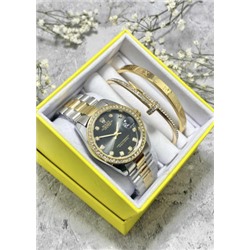 Подарочный набор для женщин часы, 2 браслета + коробка #22852978